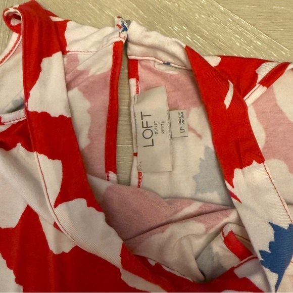 LOFT Red Blue and White Floral Mini Sun Dress - Picture 7 of 9